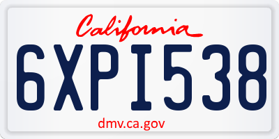 CA license plate 6XPI538