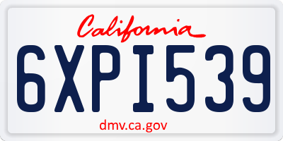 CA license plate 6XPI539