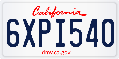 CA license plate 6XPI540