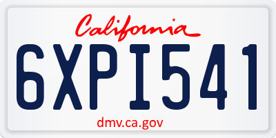 CA license plate 6XPI541