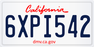CA license plate 6XPI542