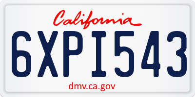 CA license plate 6XPI543
