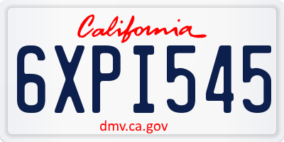 CA license plate 6XPI545