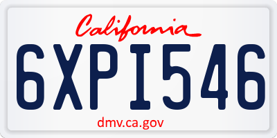 CA license plate 6XPI546