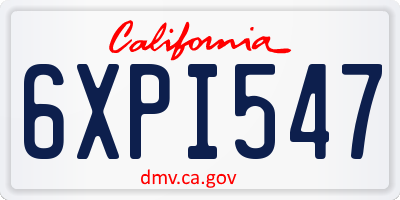CA license plate 6XPI547