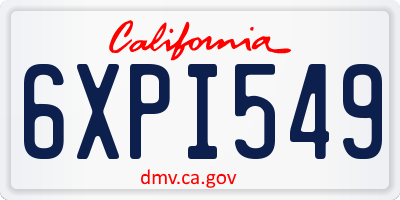 CA license plate 6XPI549