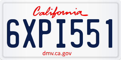 CA license plate 6XPI551