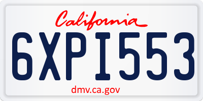 CA license plate 6XPI553