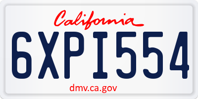 CA license plate 6XPI554
