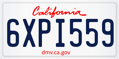 CA license plate 6XPI559