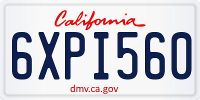 CA license plate 6XPI560