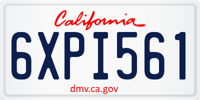 CA license plate 6XPI561
