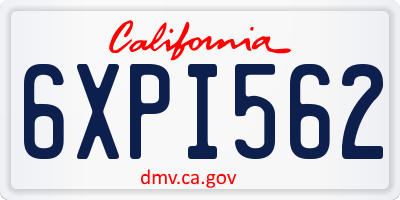 CA license plate 6XPI562