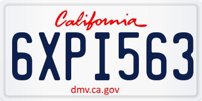 CA license plate 6XPI563