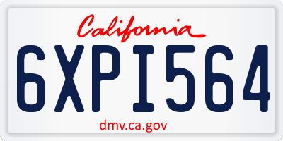 CA license plate 6XPI564