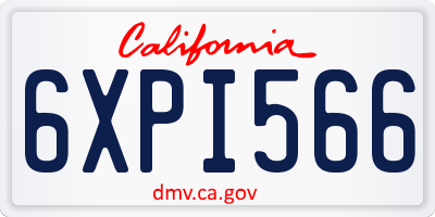 CA license plate 6XPI566