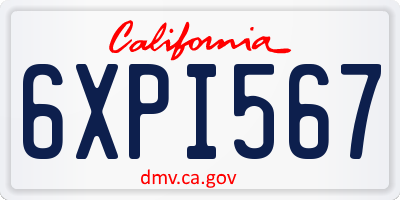CA license plate 6XPI567