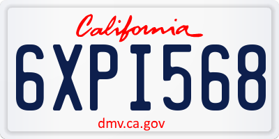 CA license plate 6XPI568