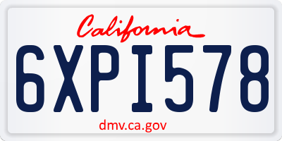 CA license plate 6XPI578