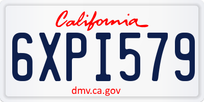 CA license plate 6XPI579