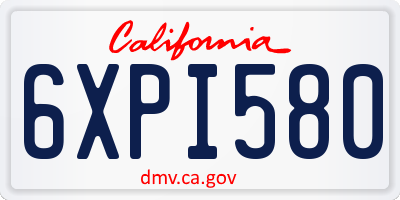 CA license plate 6XPI580