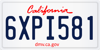 CA license plate 6XPI581