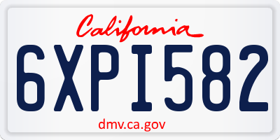 CA license plate 6XPI582