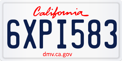 CA license plate 6XPI583