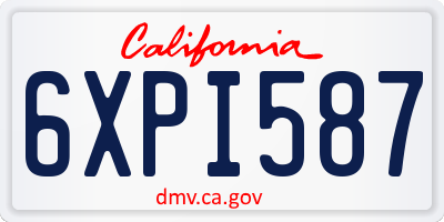 CA license plate 6XPI587