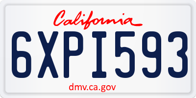 CA license plate 6XPI593