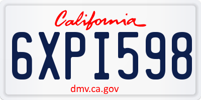 CA license plate 6XPI598