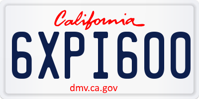 CA license plate 6XPI600