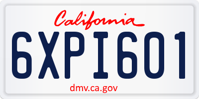 CA license plate 6XPI601