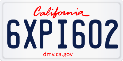 CA license plate 6XPI602
