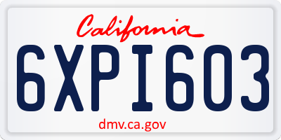 CA license plate 6XPI603