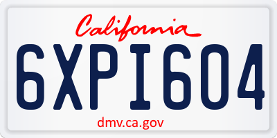 CA license plate 6XPI604