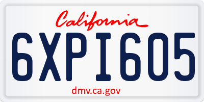 CA license plate 6XPI605