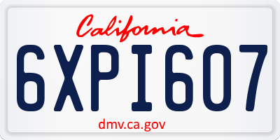CA license plate 6XPI607