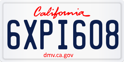 CA license plate 6XPI608