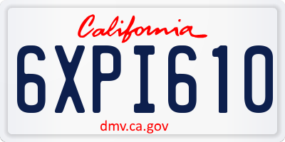 CA license plate 6XPI610