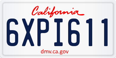 CA license plate 6XPI611
