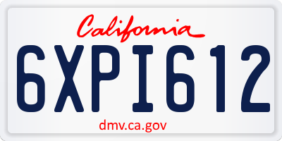 CA license plate 6XPI612