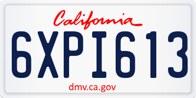 CA license plate 6XPI613