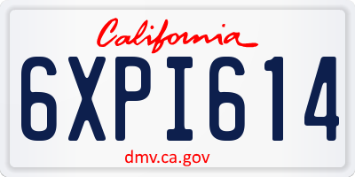 CA license plate 6XPI614