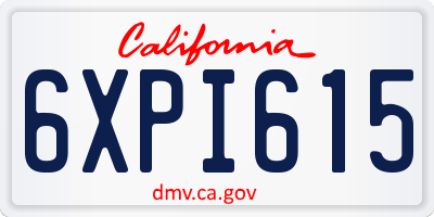 CA license plate 6XPI615