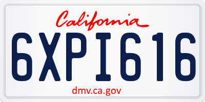 CA license plate 6XPI616