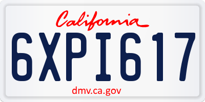 CA license plate 6XPI617