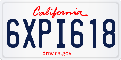 CA license plate 6XPI618