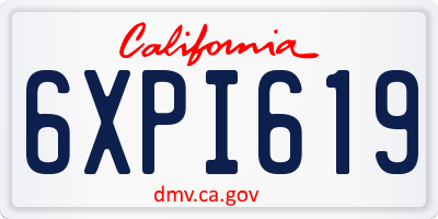 CA license plate 6XPI619