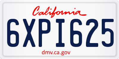 CA license plate 6XPI625